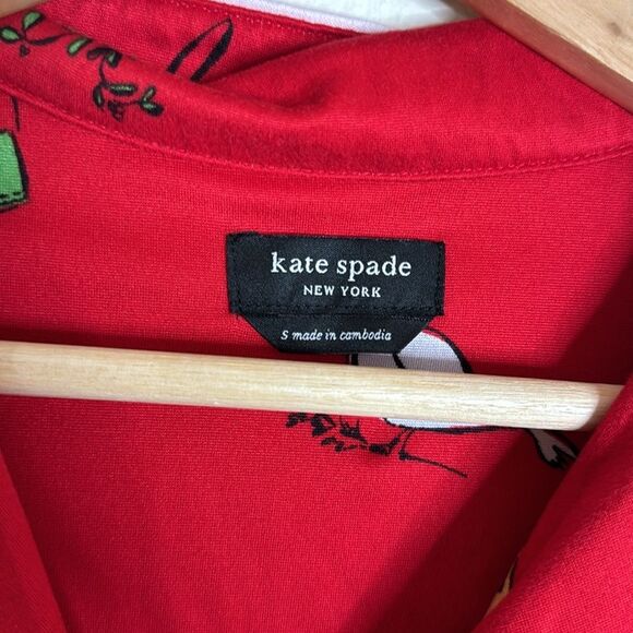 Kate spade red holiday soft and cozy Christmas print pajamas set size small - Picture 4 of 9